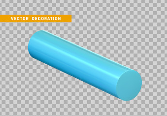 Cylinder 3d objects geometric shape. Round timber isolated blue color. vector illustration
