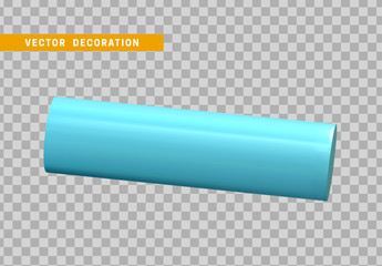 Cylinder 3d objects geometric shape. Round timber isolated blue color. vector illustration