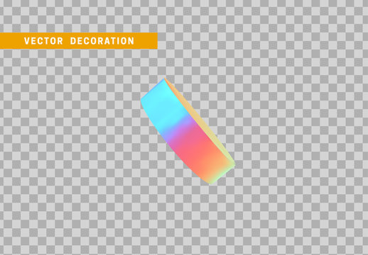 Cylinder 3d Objects Geometric Shape. Round Timber Isolated With Colorful Hologram Chameleon Color Gradient. Vector Illustration