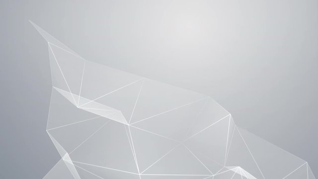 Abstract polygonal white and grey colored background. Simple and clear minimalistic backdrop. Grid triangle structure. Low poly graphic technologic template. Modern pattern. Motion animation in 4K 