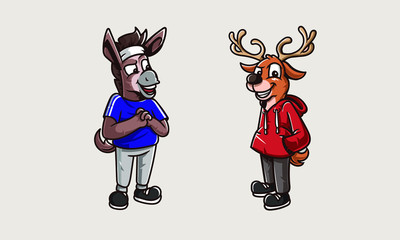 Donkey and deer talk illustration