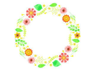 カラフルな花と緑のイラスト背景