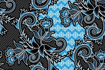 Seamless pattern with floral vector Illustration, Indonesian batik motif