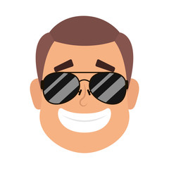young man head with sunglasses character
