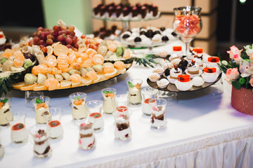 Buffet with a variety of delicious sweets, food ideas, celebration