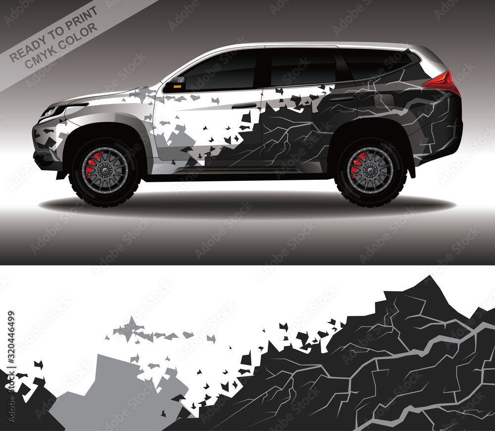Wall mural Car wrap decal design vector, custom livery race rally car vehicle sticker and tinting. - Wall murals