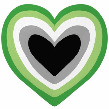 heart illustration in colors of aromantic pride flag
