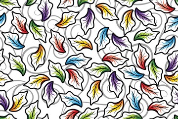 Seamless pattern with leaf vector Illustration, Modern batik motif