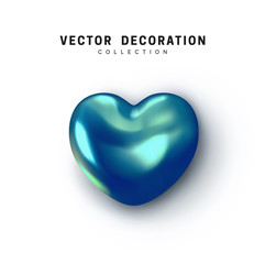 Blue Hearts realistic decoration 3d object. Romantic Symbol of Love Heart isolated. Vector illustration