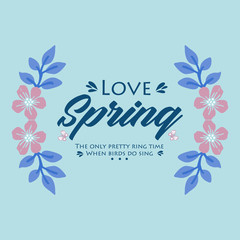 Seamless Pattern of leaf and pink wreath frame, for love spring greeting card template design. Vector