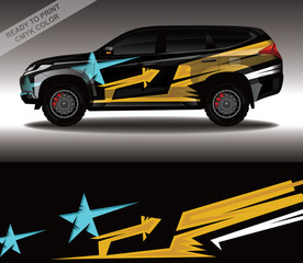Fototapeta premium Car wrap decal design vector, custom livery race rally car vehicle sticker and tinting.