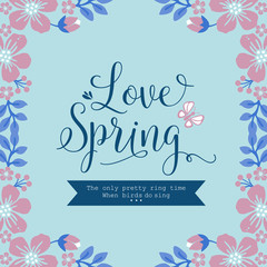 The beauty of leaf and pink wreath frame, for love spring greeting card concept. Vector