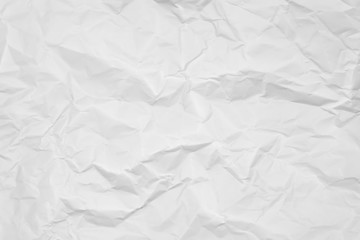 White crumpled paper texture background. Clean white paper. Top view.	