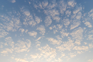 Patchy white clouds on a blue sky.