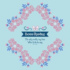 Elegant shape Pattern of leaf and pink wreath frame, for love spring invitation card design. Vector