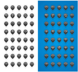 Weather Icon Set.Icons that can use extrude effects on various background colors.Weather icon set inside a Polka-shaped button.Extruded button-shaped icon.Round button icon in half-folded form.