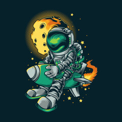 Astrounaut ride vector illustration.