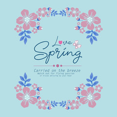 Ornate Pattern of leaf and pink flower frame, for elegant love spring greeting card wallpaper design. Vector