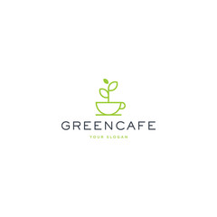 Green cafe logo icon illustration vector template inspiration