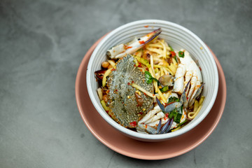 Spicy salad with crab. Healthy menu