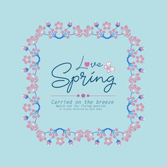 Unique frame with leaf and pink flower pattern, for love spring greeting card template decor. Vector