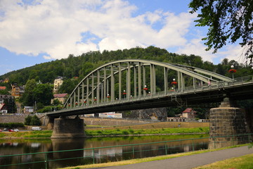 Fototapeta na wymiar Bridge over the river, Decin, Czech Republic