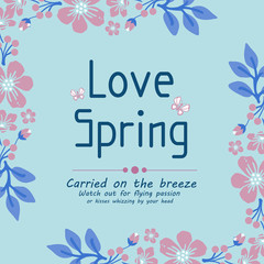Elegant Style of love spring greeting card design, with seamless of leaf and wreath frame. Vector