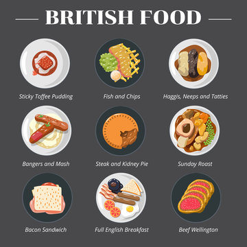 British food vector set collection graphic clipart design