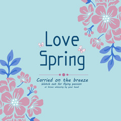 Simple shape of love spring card, with beautiful decoration template of leaf wreath frame. Vector