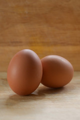 hen egg put on wood cutting board in kitchen prepare cooking
