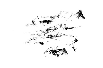 abstract black brush stroke of watercolor drawing paint texture on white background, used for element creative art design