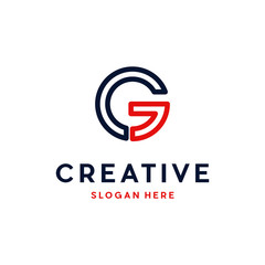 Letter CG/GC Outline Minimalist Icon Modern Logo Design Template Element Vector