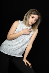 Fototapeta premium Young beautiful lady not feeling well 