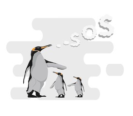 Illustration of a penguin. vector illustration of King penguin