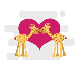 Giraffes couple in love. vector illustration.