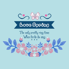 Decoration of leaf and pink floral frame, for love spring invitation card template concept. Vector