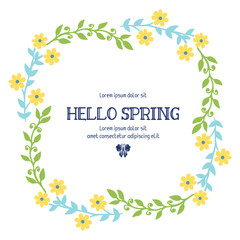 Decoration frame with antique leaves and flower, for hello spring invitation card design. Vector