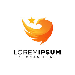phoenix star logo, eagle army logo design vector template