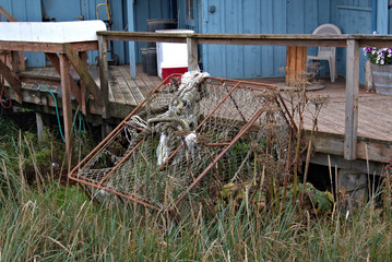 Fototapeta na wymiar Fishing trap in Homer Alaska waiting for the season to begin