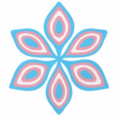 Transgender Pride Flower, painted illustration on white