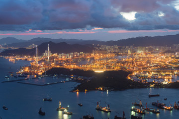Harbor and cargo port of Hong Kong city