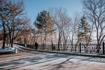 park in winter, Khabarovsk, Russia.