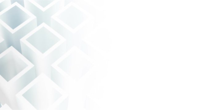 Minimalist white rotating cubes with copy space motion background. Looping, full hd corporate background.