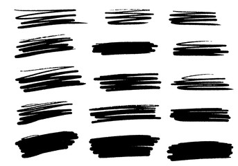 Set of vector brush strokes. Set of line vector illustration. Collection of vector brush hand drawn graphic element. grunge background.