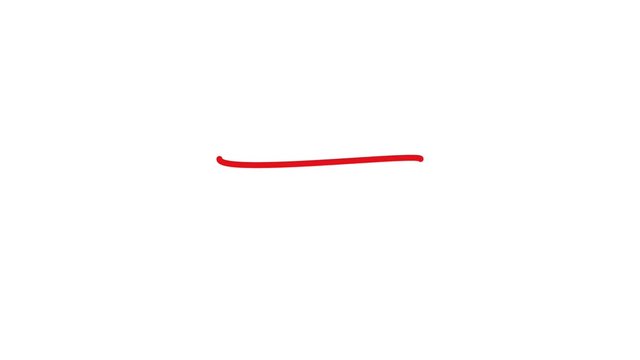 Line draw on white background, self drawing scribble highlighter, 6 animated design elements of highlighting, red marker isolated on white, animation with alpha matte.