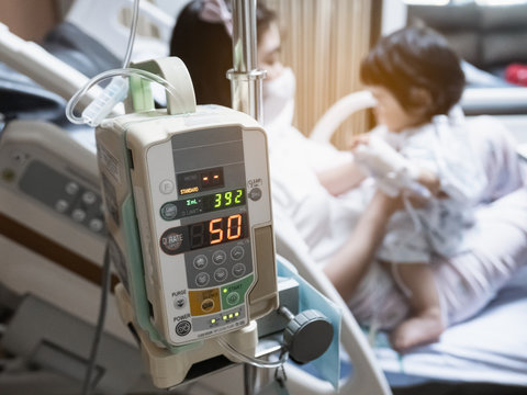 Infusion Pump Drip Into Patients In The Hospital.