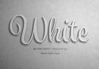 White 3D Text Effect Mockup