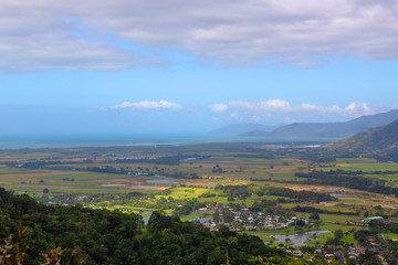 Scenic view to the coast from the Kuranda Scenic Railway in Queensland, Australia