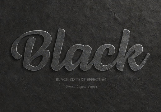 Black 3D Text Effect Mockup