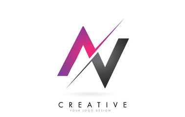 AV A V Letter Logo with Colorblock Design and Creative Cut.